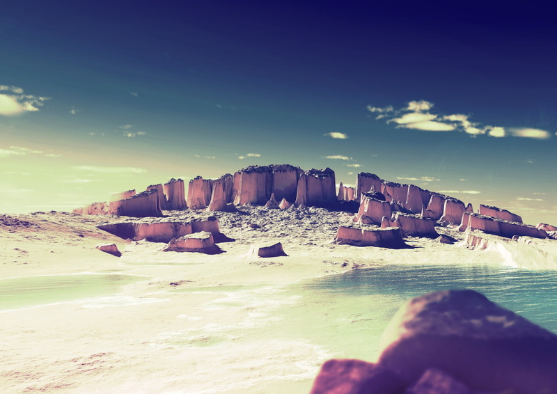 solid, purple, 720P, nature, sea, toy, scenics - nature, sky, tranquil scene, water, outdoors, plastic, tranquility, white, no people, rock, environment