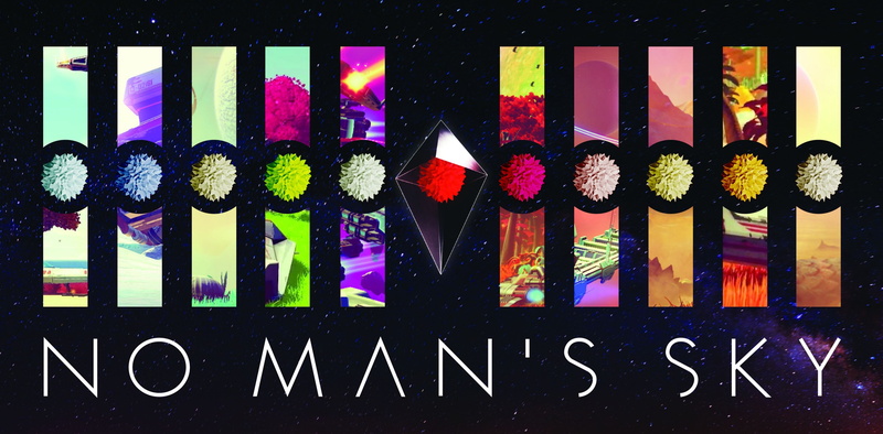 side by side, wall - building feature, in a row, capital letter, arrangement, No Mans Sky, no people, screenshot, man, sky, indoors, game, hanging, large group of objects