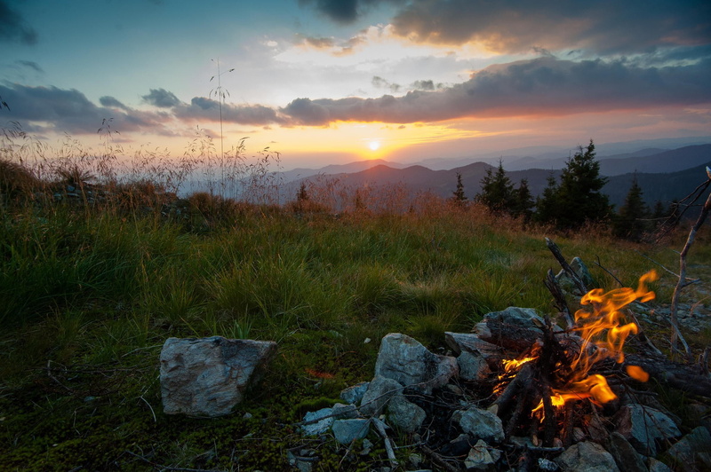 Carpathians Mountains, carpathians, mountains, fire, 1080P, evening, Ukraine
