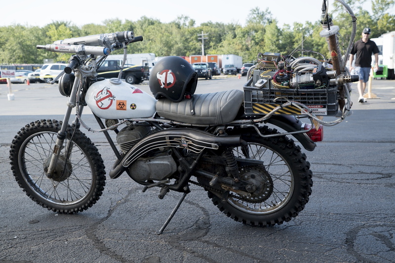 stationary, nature, day, Ecto-2, 2K, wheel, incidental people, transportation, travel, road, outdoors, Ghostbusters, mode of transportation, motorcycle