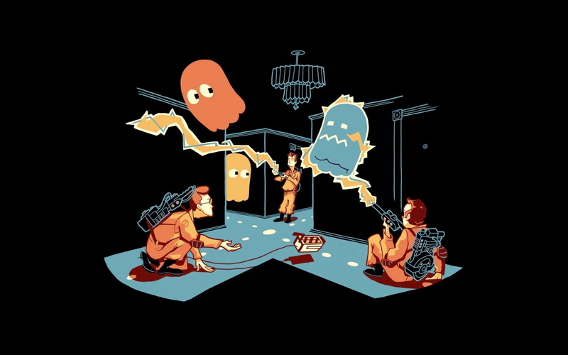Pac-Man, minimalism, Ghostbusters, 1080P