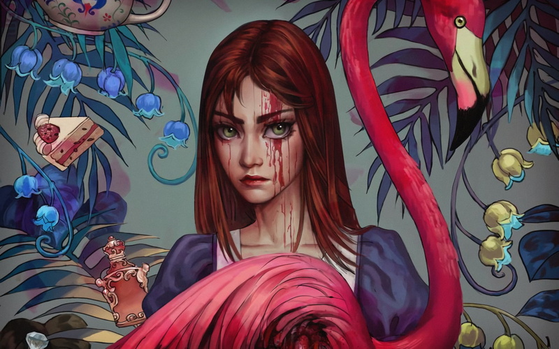 American McGees Alice, artwork, flamingos, 1080P, Alice: Asylum