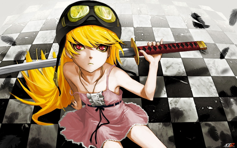 people, x, Bakemonogatari, shinobu, series, anime, long, Oshino Shinobu, 1080P, hd, art, oshino, monogatari, hair