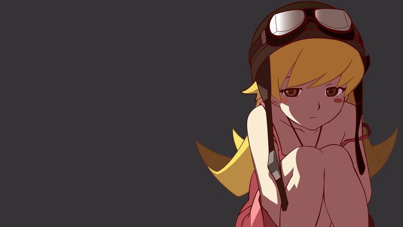 hot, anime, yellow, hd, simple, background, women, 1080P, shinobu, Oshino Shinobu, oshino, blondes, yellow eyes, minimalistic, eyes, Bakemonogatari, art