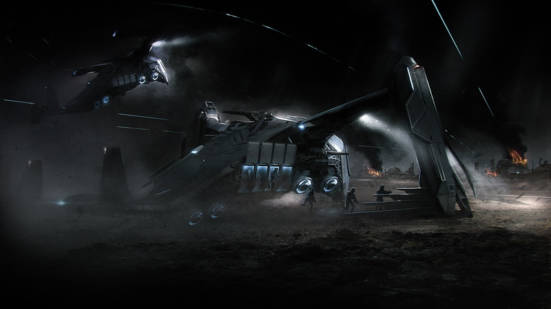 Star Citizen, planet, Esperia Prowler, 4K, battle, landing, starship
