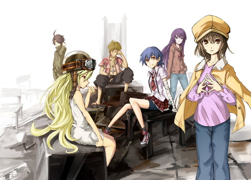 Senjougahara Hitagi, Kanbaru Suruga, sculpture, Monogatari Series, male likeness, women, lifestyles, indoors, standing, female likeness, art and craft