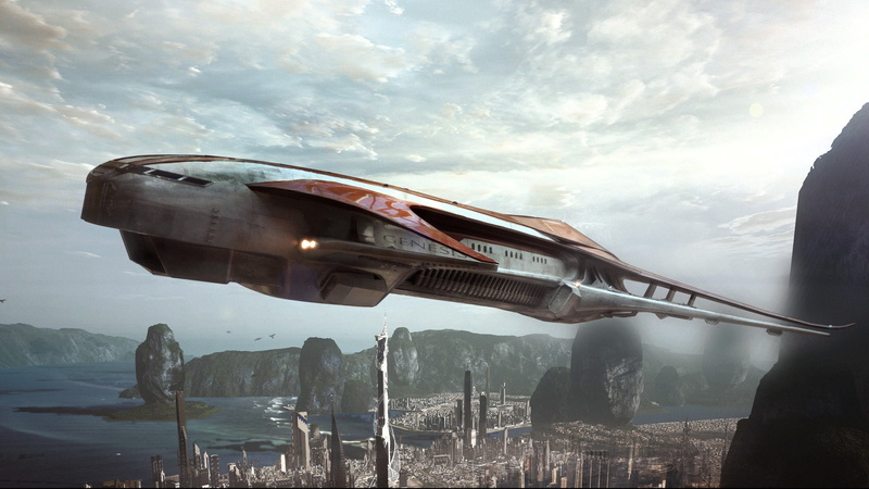 starship, spaceship, flight, the city, 2K