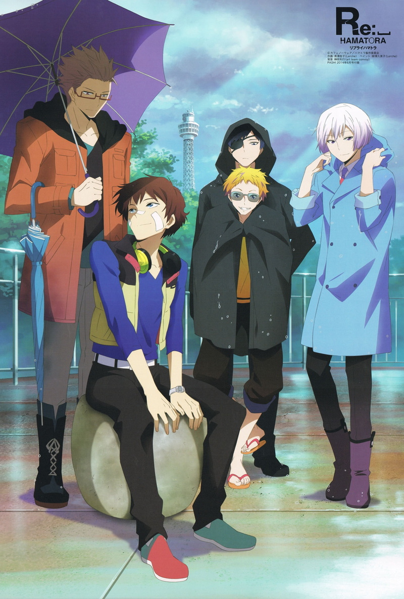 guys, 1080P, character, group, rain, series, hamatora, anime