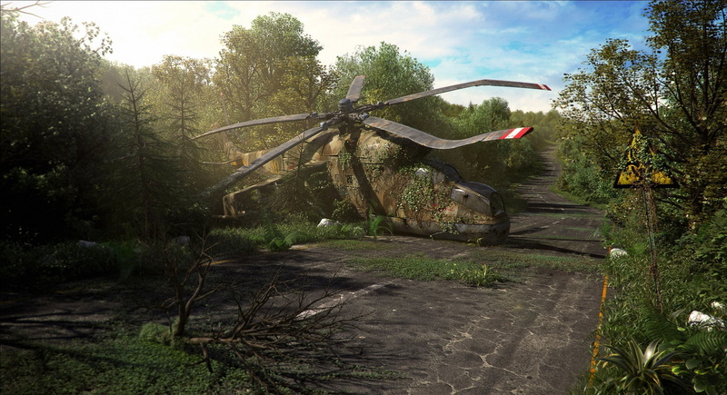 mi-24, beauty in nature, graphic, tree, helicopter, 1080P, outdoors, no people, gray, growth, tranquility, direction, water, thickets, cloud - sky, crashed