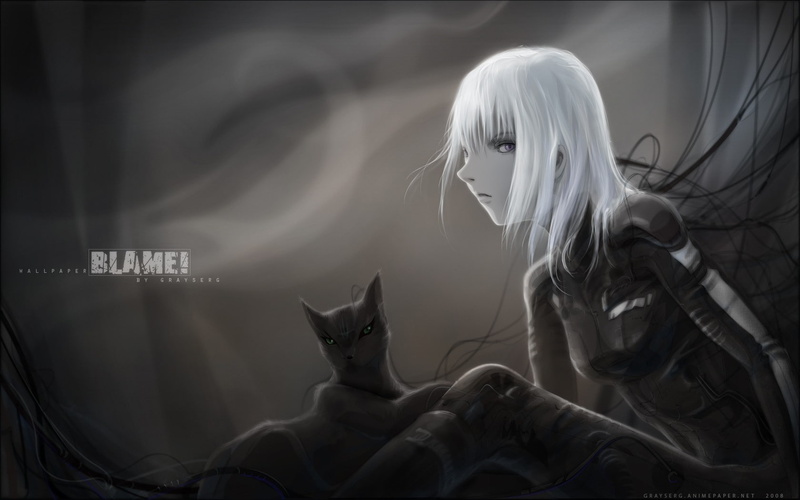 cibo, White Hair, 720P, cat, Blame!