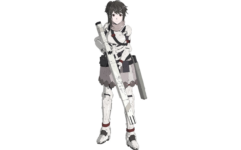portrait, young women, full length, standing, movies, white background, studio shot, young adult, cut out, sport, anime, one person, winter sport, Blame!