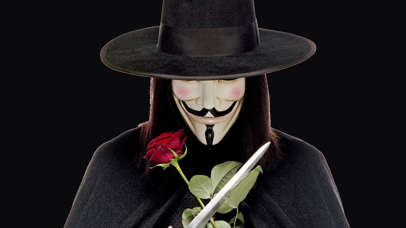 weapons, rose, 1080P, mask, swords, wig, V For Vendetta, hat