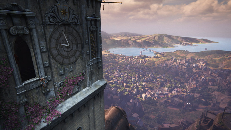 built structure, high angle view, travel destinations, city, religion, water, no people, Uncharted 4: A Thiefs End, architecture, cloud - sky, townscape