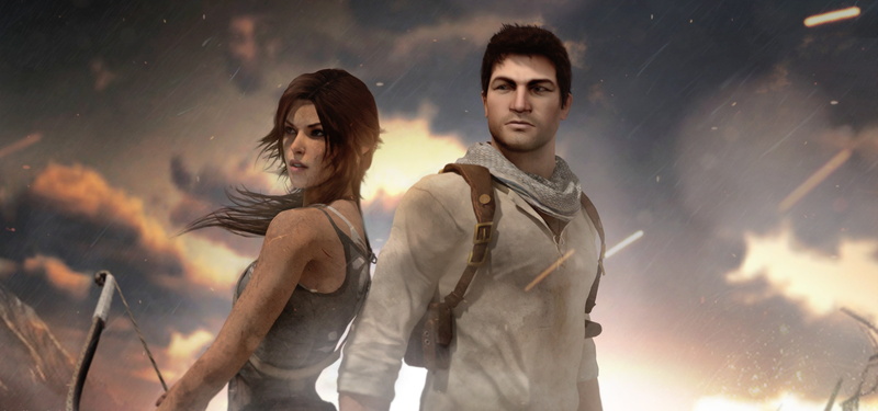 nature, rain, hairstyle, people, waist up, Uncharted, young men, night, togetherness, young adult, standing, contemplation, Tomb raider, women, Lara croft