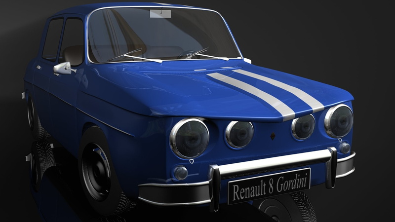 Saloon, French, Race, Car, Digital Art, Old, Renault 8 Gordini, Renault, Vintage, Gordini, Rallye, Sedan, 1080P, 3D