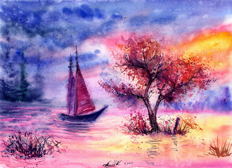 abstract, retro Styled, environment, old-fashioned, land, scenics - nature, sky, surreal, backgrounds, watercolor, old, grunge, nature, landscape, flower