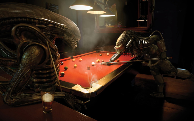 movie, entertainment, movies, art, billiards tables, Aliens vs Predator movie, x, aliens, tables, predator, vs, 720P, billiards, hd