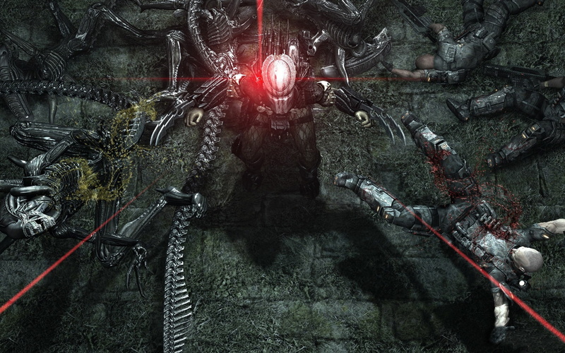 alien, predator, guns, vs, earth, game, space, art, 1080P, battle