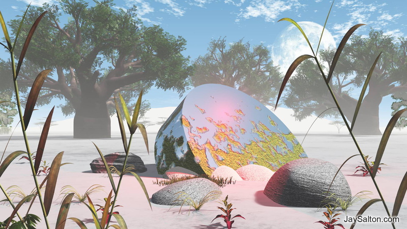 3D graphics, 1080P, alien attack, baobab trees, jay salton, nature, baobabs, science fiction, space, Africa