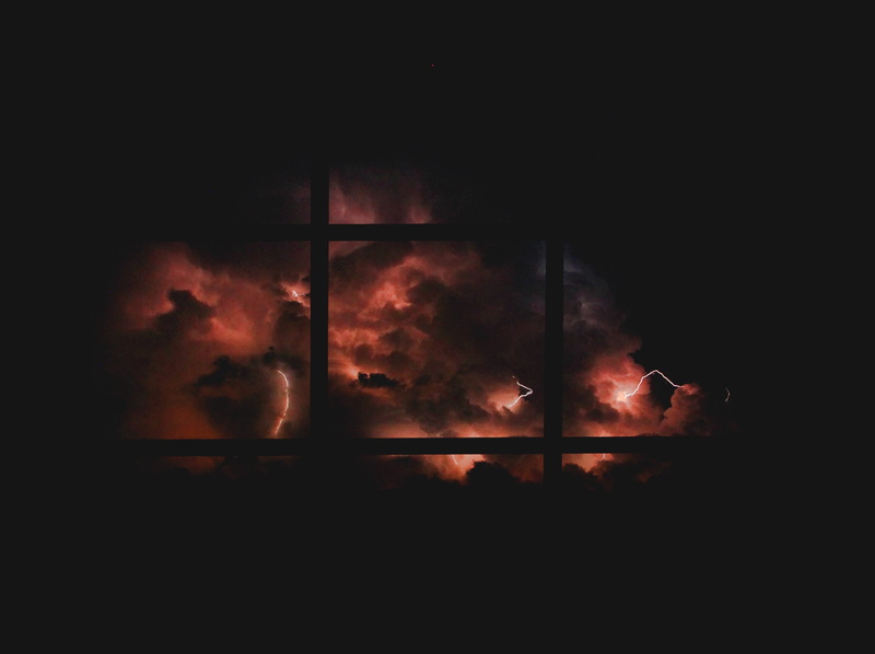 indoors, dark, creation, illuminated, 2K, canon t2i, sky, red, nighttime, burning, lightning, mitchell bowser, fire, smoke - physical structure, night