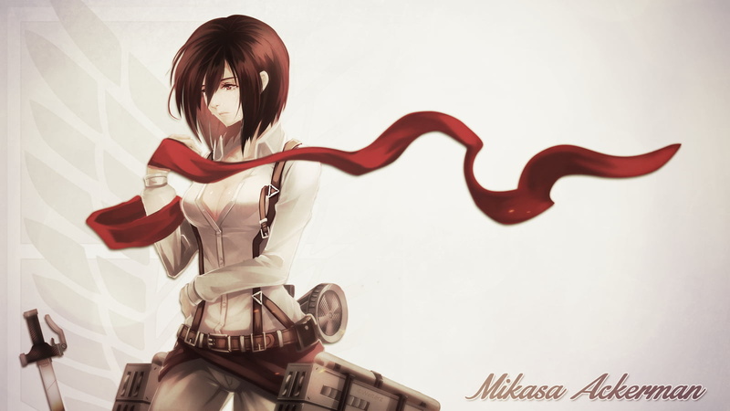 white background, red, standing, Shingeki no Kyojin, text, women, studio shot, one person, 720P, adult, anime, waist up, front view, portrait, indoors