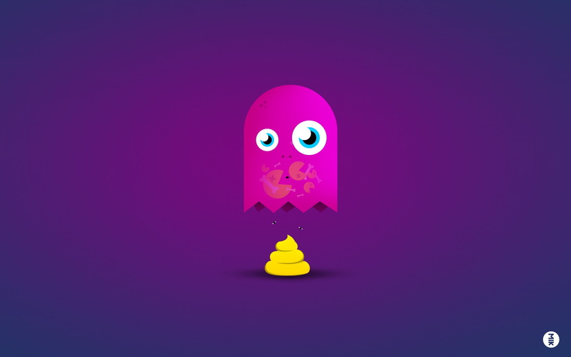 poop, games, ghosts, funny, game, background, 1080P, pac man, video, blue