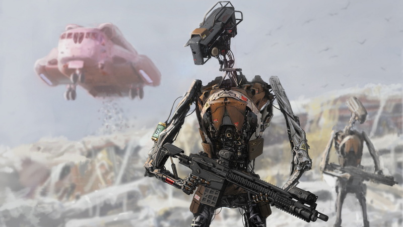 Robot, weapon, digital art, digital, px, 4300x2419 px, 4K, sports, hd, artwork, x, art, fantasy art, Futuristic, machine, fantasy, basketball