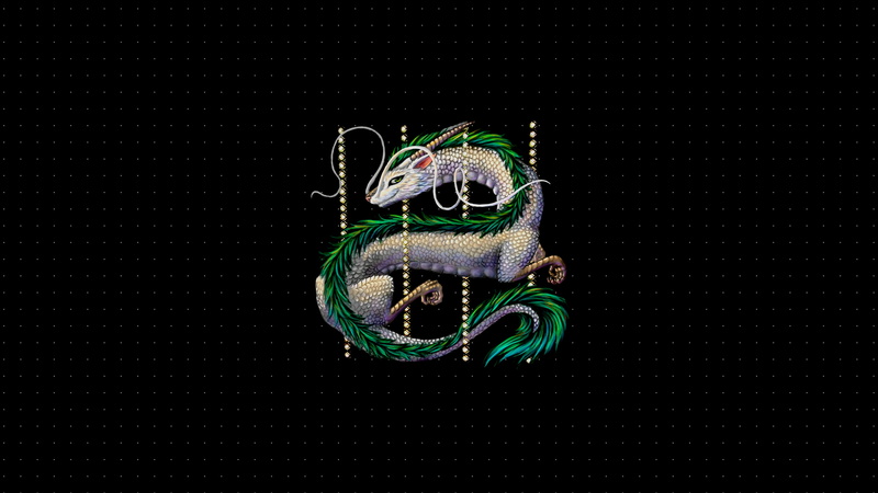 whiskers, Spirited Away, dark background, dots, Haku, dark, 2K, dragon