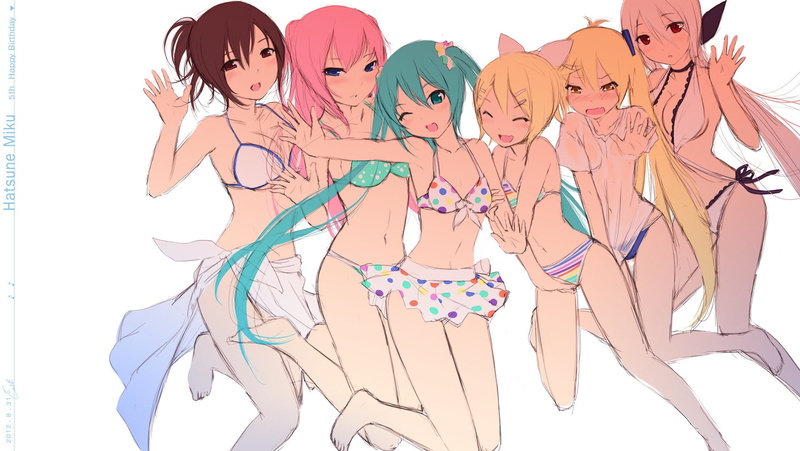 Luka Megurine, Hatsune Miku, Anime, Meiko (Vocaloid), Yowane Haku, Rin Kagamine, Lily (Vocaloid), 1080P, Vocaloid