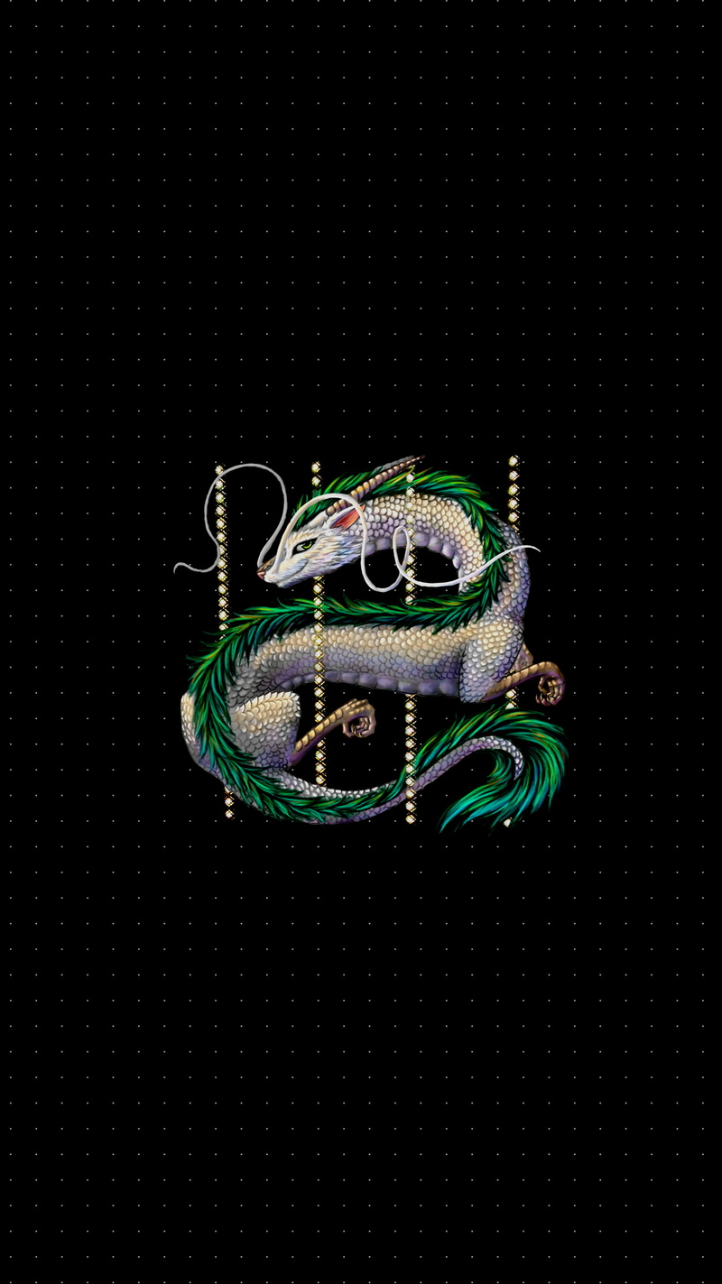 dragon, Haku, dots, 2K, Spirited Away, whiskers, dark background, dark