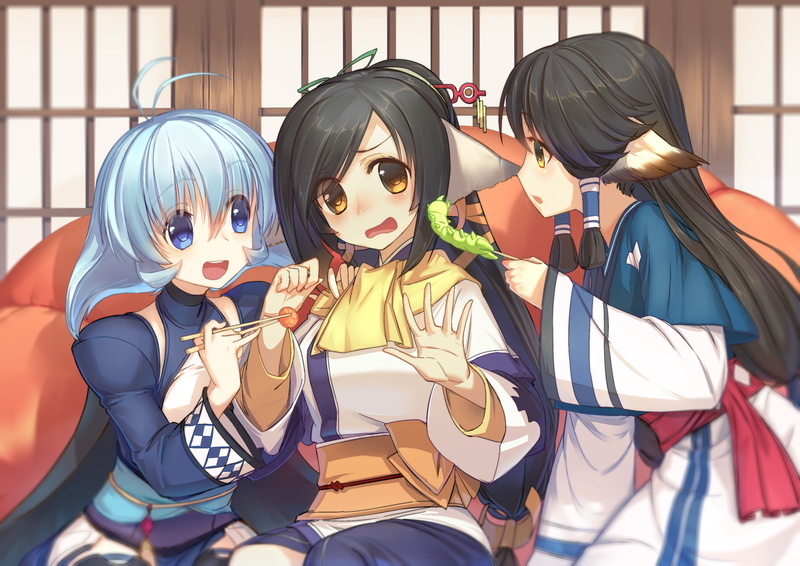 two people, costume, outdoors, sunlight, Kuon (Utawarerumono), child, day, women, girls, people, females, representation, real people, Utawarerumono, art and craft