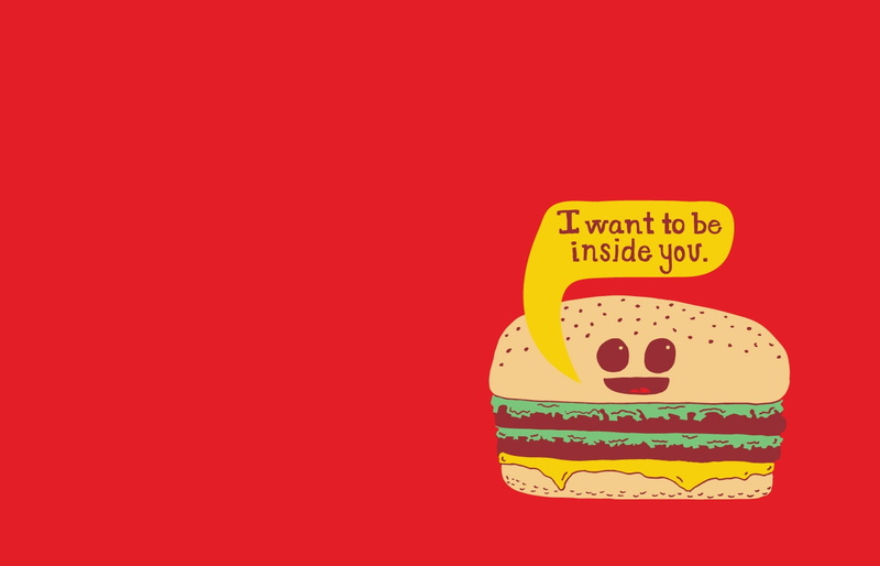 funny, fun, hamburgers, entertainment, Threadless, art, hd, 720P, red, background, x