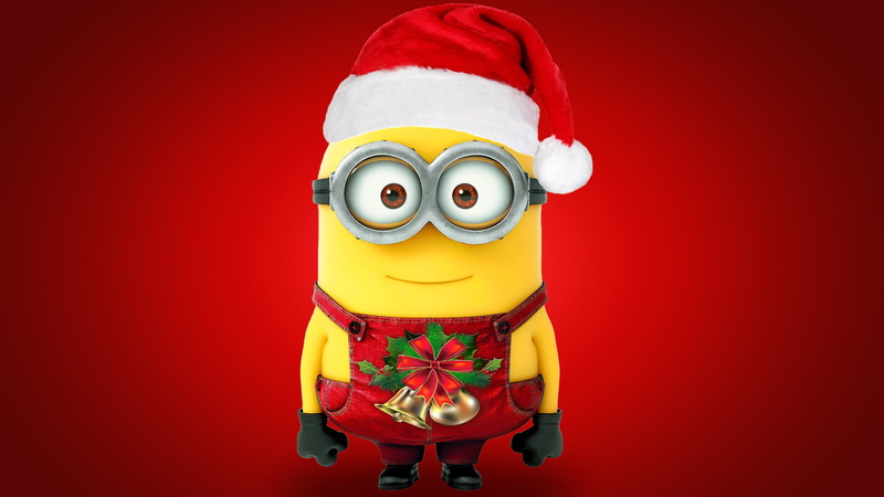no people, holiday, Christmas, cut out, fun, colored background, single object, Despicable Me, still life, red, close-up, indoors, red background, humor
