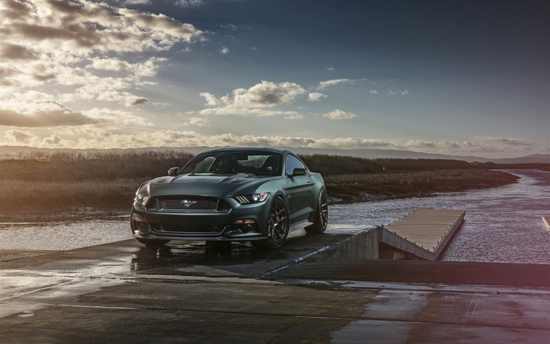 View, green, 2K, 2015, Mustang, coupe, Ford, GT, Car, Muscle, Front