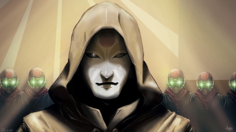 representation, glass - material, male likeness, digital, digital composite, art and craft, wall - building feature, Amon, disguise, mask, The Legend of Korra