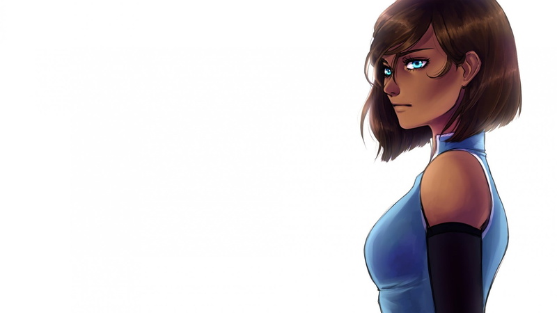 one person, portrait, cut out, The Legend of Korra, white background, looking at camera, women, Korra, anime girls, studio shot, blue eyes, contemplation