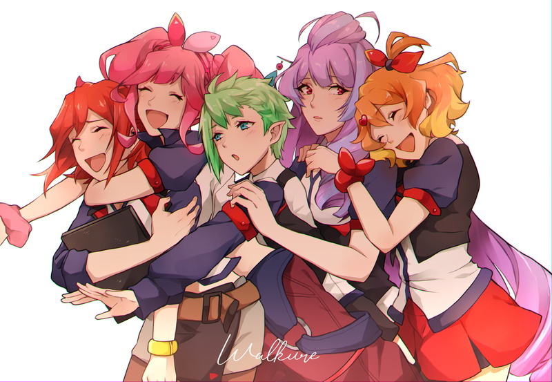 Reina Prowler, Freyja Wion, anime girls, Kaname Buccaneer, Macross Delta, 2K, Walküre, anime, white background, Makina Nakajima, Mikumo Guynemer