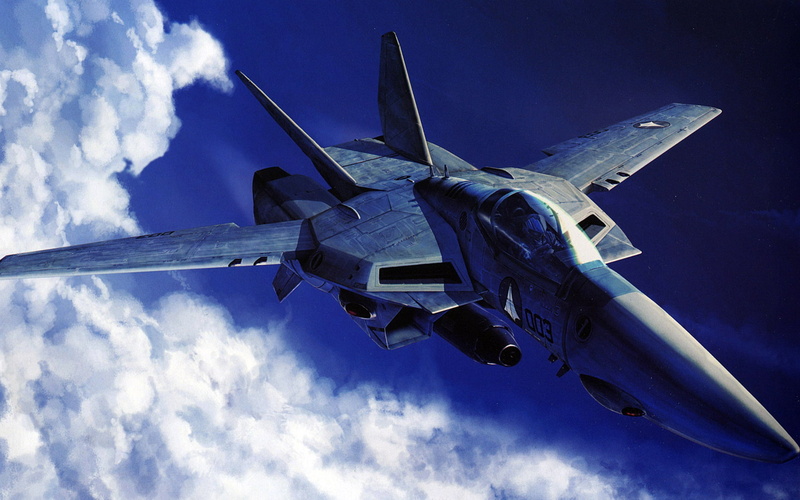 Macross, futuristic, 2K, jet fighter, VF-1, digital art