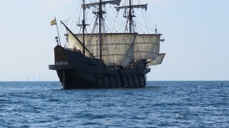 barco, bajas, velas, mar, 1080P, galeon