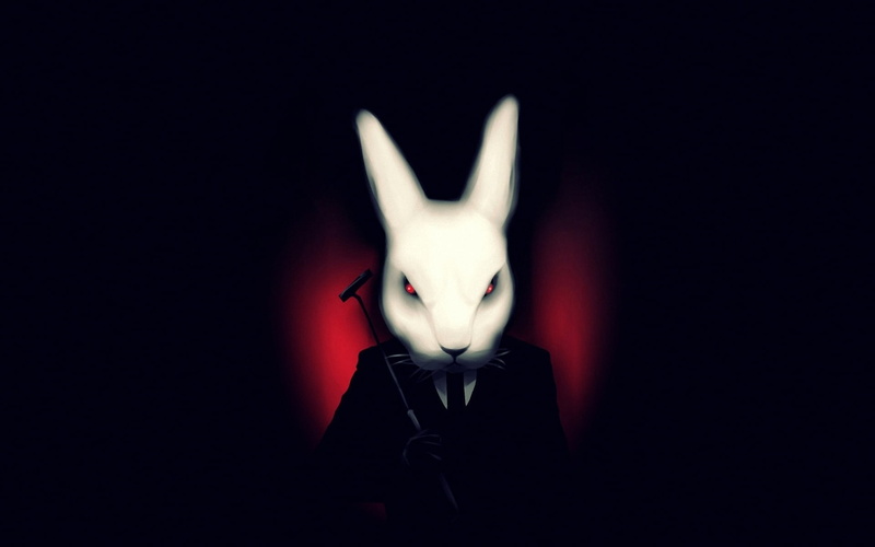 Dark, 1080P, Suit, white, Misfits, vampire, Rabbit, black, background, art