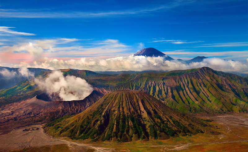 scenics - nature, power in nature, active volcano, sky, landscape, smoke - physical structure, bromo, land, travel destinations, formation, no people, cloud - sky