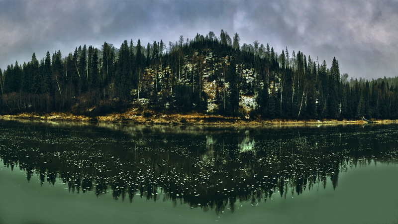 1080P, sky, forest, trees, water, HDR, river, lake, fall, landscape, nature