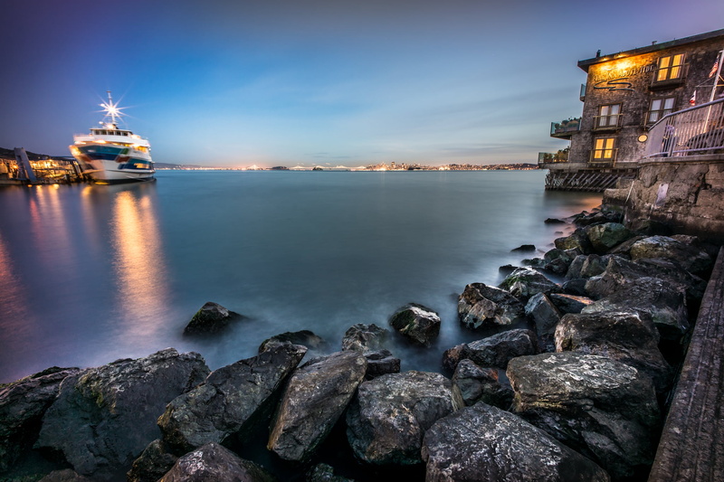 architecture, Sausalito, ocean, United States, hotel, francisco, rock, California, sky, europe, san, harbor, 1080P, boat  bridge, at night, photo, reflection