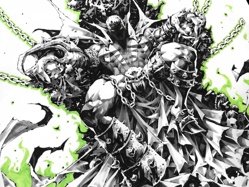 concept art, Kael Ngu, Spawn, simple background, artwork, 720P, drawing