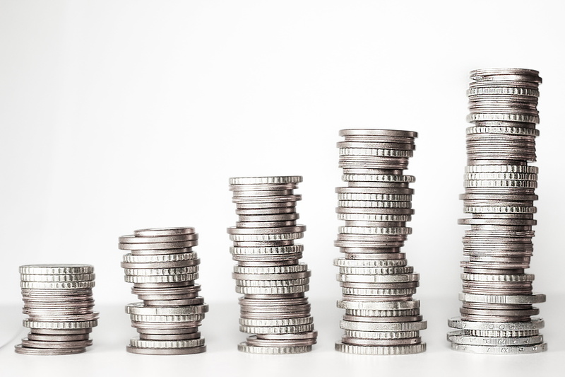 cut out, investment, savings, chart, silver colored, heap, economy, abundance, money, studio shot, cent, making money, loose change, € coin, stack, wealth