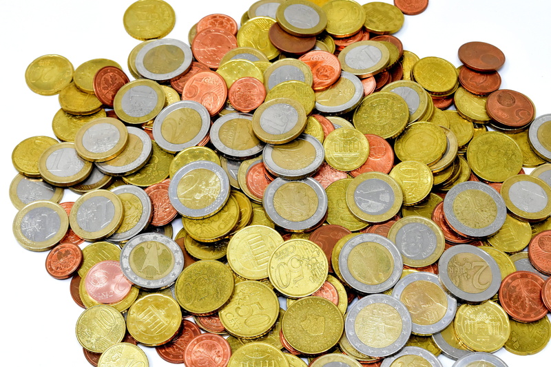 business finance and industry, gold, metal money, surface, cash, lot, wealth, indoors, high angle view, choice, abundance, specie, business, white background