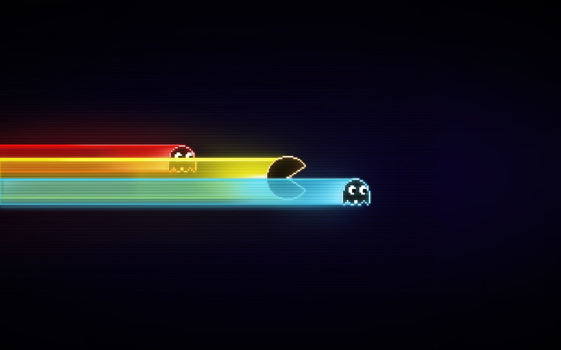 pacman, 3d and abstract, 2K, colorful