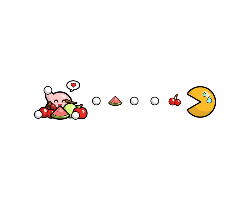 pacman, video games, white, 720P, kirby, hd