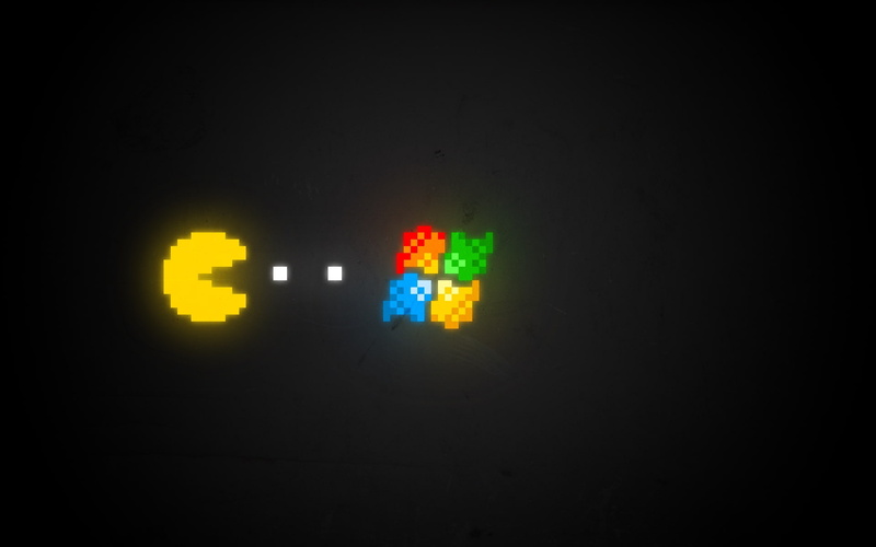 Windows 7, hd, microsoft, technology, art, windows, Windows 8, pacman, 1080P