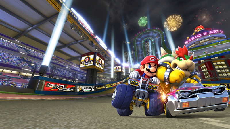 adult, built structure, illuminated, real people, incidental people, mode of transportation, mario kart 8, young adult, travel, night, leisure activity